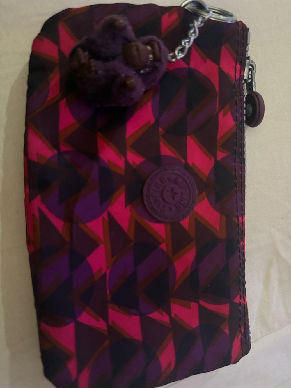 Kipling Purple & Pink Geometric Women's Pouch